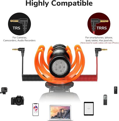 Camera Microphone, Shotgun Microphone Professional Super Cardioid Video Microphone with 10ft Extension Cable, Perfect for iPhone, Android Smartphones, Canon EOS, Nikon DSLR Cameras and Camcorders in Saudi Arabia