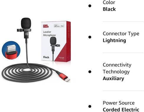 PIXEL Microphone for iPhone iPad(Apple MFi-Certified) from Mic for iPhone Live Streaming Vlogging | External Microphone for iPhone Video Recording, Compatible with Apple Lightning Devices (5ft) in Saudi Arabia
