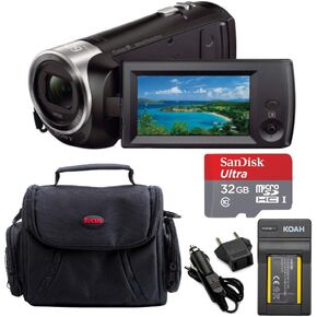 مجموعة كاميرا الفيديو Sony HD Handycam (أسود) وبطاقة ذاكرة سعة 32 جيجابايت وبطاريات وحقيبة (4 عناصر) in Saudi Arabia