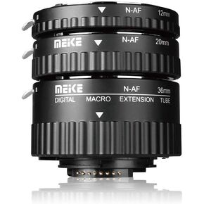 MEIKE MK-N-AF1-B Auto Focus Macro Extension Tube Set for Nikon DSLR Camera 10MM 20MM 36MM D80 D90 D300 D300SD800 D3100 D3200 D3400 D5000 D51000 D5200 D7000 D7100 etc（Metal bayonet Plastic Mount） in Kuwait
