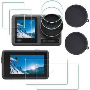 ULBTER Screen Protector for DJI OSMO Action 3 + Lens cap Cover [2+6 Pieces] | 0.3mm 9H Hardness Tempered Glass Protector Anti-Scrach Anti-Fingerprint Anti-Bubble in Kuwait