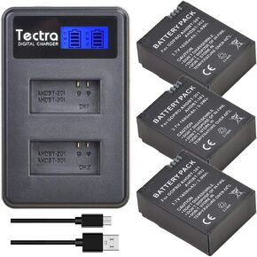 Tectra 3Pcs AHDBT-301 GoPro Hero3 Replacement Battery + LCD Display Dual USB Charger for GoPro Hero 3 Hero 3+ Camera Accessories in Kuwait