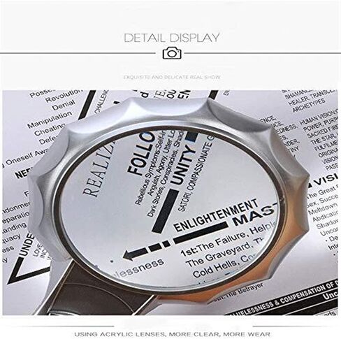 عدسة مكبرة مع ضوء 75 مم عالي الدقة ومكبر قراءة محمول 4X مجهر، سهلة الحمل وصناعة متقنة ويد مريحة in Kuwait