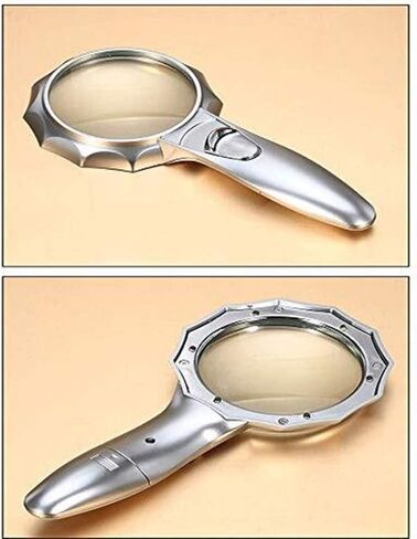 عدسة مكبرة مع ضوء 75 مم عالي الدقة ومكبر قراءة محمول 4X مجهر، سهلة الحمل وصناعة متقنة ويد مريحة in Kuwait