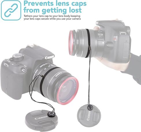 Foto&Tech Camera Lens Cap Leash with Elastic String, Compatible with Universal DSLR SLR Evil Mirrorless Cameras Video (x3) in Saudi Arabia