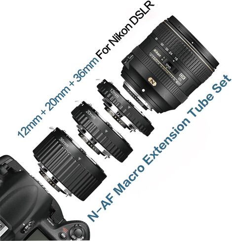 Extnp Auto Focus Macro Extension Tube Set (12mm 20mm 36mm) for Nikon AF AF-S DX FX SLR Cameras in Kuwait