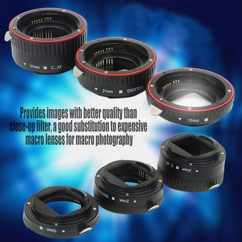Bindpo Auto Focus Macro Extension Tube Set,13mm + 21mm + 31mm Metal Autofocus EF Macro Extension Tube Set,Macro Extension Tube Set for EF Mount in Saudi Arabia