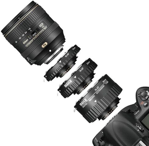 MEIKE N-AF1-A Macro Electronic Mount Auto Foucs Macro Metal Extension Tube محول لكاميرا Nikon DSLR D80 D90 D300 D300SD800 D3100 D3200 D5000 D5100 D5200 D7000 D7100 إلخ in Kuwait