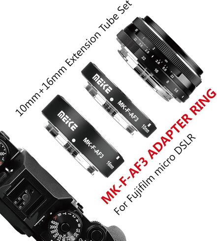 MEIKE MK-F-AF3 Auto Fucus Macro Extension Tube for Compatible with All Fujifilm Mirrorless Camera(10mm 16mm only or conbination) X-T1 X-T2 X-Pro1 X-Pro2 X-T10 X-A1 X-E1 X-E2 X-E3 X-T20 X-T3 X-T30 etc in Saudi Arabia