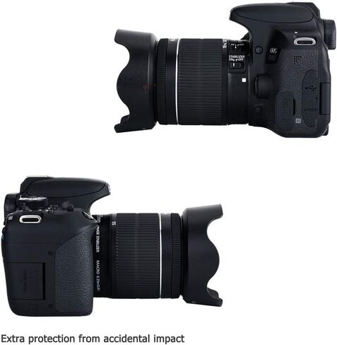 JJC EW-63C Lens Hood for Canon Rebel T8i T7i T6i with EF-S 18-55mm Kit Lens | for Canon EF-S 18-55mm f4-5.6 IS STM, RF-S 14-30mm f4-6.3 IS STM PZ, RF 24-50mm f4.5-6.3 IS STM Lens, Bayonet, Reversible in Saudi Arabia