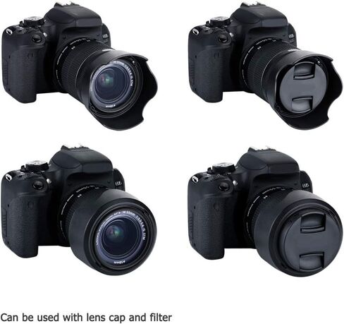 JJC EW-63C Lens Hood for Canon Rebel T8i T7i T6i with EF-S 18-55mm Kit Lens | for Canon EF-S 18-55mm f4-5.6 IS STM, RF-S 14-30mm f4-6.3 IS STM PZ, RF 24-50mm f4.5-6.3 IS STM Lens, Bayonet, Reversible in Saudi Arabia
