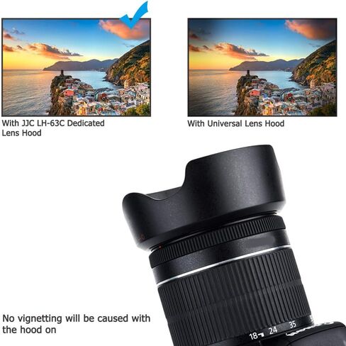 JJC EW-63C Lens Hood for Canon Rebel T8i T7i T6i with EF-S 18-55mm Kit Lens | for Canon EF-S 18-55mm f4-5.6 IS STM, RF-S 14-30mm f4-6.3 IS STM PZ, RF 24-50mm f4.5-6.3 IS STM Lens, Bayonet, Reversible in Saudi Arabia