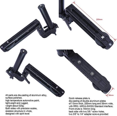 iShoot Foldable Telephoto Lens Bracket, All-Metal Long-Focus Lens Support, Lens Holder with 20cm Quick Release Plate for Arca-Swiss Fit Tripod Ball Head, Compatible with Canon Nikon Sony Cameras in Saudi Arabia