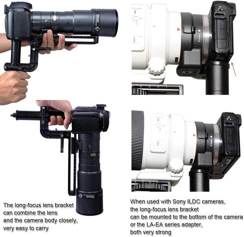 iShoot Foldable Telephoto Lens Bracket, All-Metal Long-Focus Lens Support, Lens Holder with 20cm Quick Release Plate for Arca-Swiss Fit Tripod Ball Head, Compatible with Canon Nikon Sony Cameras in Saudi Arabia