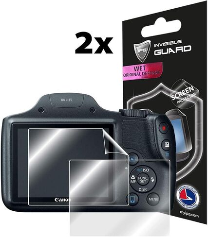 IPG لـ Canon PowerShot SX530 HS - SX540 HS واقي شاشة الكاميرا الرقمية (وحدتان) ضمان استبدال مدى الحياة للجلد حماية غير مرئية عالية الدقة - سلس/خالي من الفقاعات in Kuwait