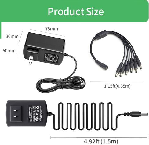 Security-01 AC to DC 12V 3A Power Supply Adapter 5.5mm x 2.1mm for CCTV Camera DVR NVR UL Listed FCC in Saudi Arabia