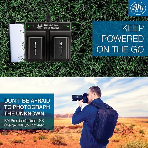 BM Premium 2 NP-FV100A High Capacity Batteries and Dual Bay Charger for Sony FDR-AX30 FDR-AX33 AX53 FDR-AX700 FDR-AX100 FDR-AX35 HXR-MC50 HXR-MC88 HX-RNX80 PXW-Z90V NEX-VG20 VG30 NEX-VG900 Camcorders in Saudi Arabia