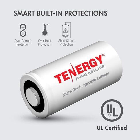 Tenergy Premium 16 Pack NonRechargeable CR123A 3V Lithium Battery, 1600mAh Primary Battery for Arlo Cameras, Photo Lithium Batteries, Security Cameras, Smart Sensors, and More in Saudi Arabia
