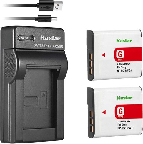كاستار بطارية X2 + شاحن USB نحيف لبطارية سوني NP-BG1 NP-FG1 سوني سايبرشوت DSC-HX5V، DSC-HX9V، DSC-W30، DSC-W35، DSC-W50، DSC-W55، DSC-W70، DSC-W80، DSC-W290، DSC-H10، H20، H50، H55، H70، H90 in Kuwait