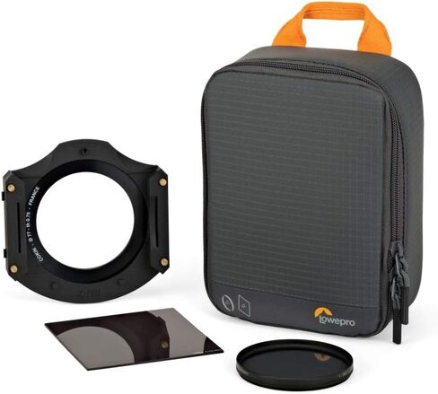 Lowepro GearUp Filter Pouch 100, Camera Case for Filter, Filter Case with 10 Sheet Filters, 2 Round Filters, Filter Mount, Non-Scratch Card Sleeve, Made with Recycled Fabrics, Grey in Saudi Arabia
