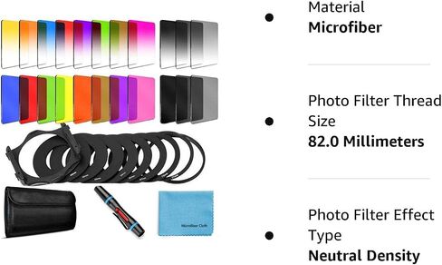 24 PCS Square Filter Kit ND Filters Graduated Full Color Lens Filter Set for Cokin P Series with Adapter Rings(49-82mm) Filter Holder Lens Cleaning Pen and Other Accessories for DSLR Cameras in Saudi Arabia