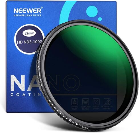 NEEWER مرشح ND متغير 72 مم ND3-ND1000، 1.5-10 توقفات محدودة فلتر الكثافة المحايدة مع زجاج بصري عالي الدقة وطلاء نانو مزدوج الجوانب 30 طبقة، طارد للماء/مقاوم للخدش/إطار من الألومنيوم in Kuwait