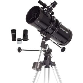 سيليسترون - تلسكوب PowerSeeker 127EQ - تلسكوب استوائي ألماني يدوي للمبتدئين - صغير الحجم ومحمول - حزمة برامج علم الفلك الإضافية - فتحة 127 مم in Kuwait