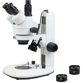 مجهر ستيريو تكبير مجهر VS-2EZ من Vision Scientific، عدسة عينية عريضة 10x، نطاق تكبير 0.7X—4.5X، نطاق تكبير 3.5X—90x، عدسة مساعدة 0.5X و2X، إضاءة LED، حامل مسار