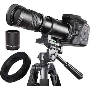 Ultimaxx 420-800mm (840-1600) HD Telephoto Zoom Lens for Canon EOS 90D, 80D 77D, 70D, 5D Mark IV, 6D Mark II, 7D Mark II DSLR Cameras & Rebel T7i, T7s, T7, T6s, T6i, T6, SL3, SL2 Digital SLR Cameras in Saudi Arabia