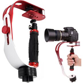 AFUNTA Pro Handheld Video DSLR Camera Stabilizer Steady Compatible GoPro Cannon Nikon Sony Camera Cam Camcorder DV Smartphone up to 2.1 lbs with Smooth Pro Steady Glide -Red/Silver/Black in Kuwait