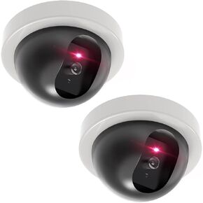 WALI Dummy Fake Security CCTV Dome Camera with Flashing Red LED Light with Security Alert Sticker Decals (SD-8), 8 Packs, Black