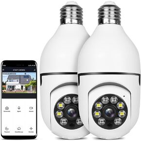 UPULTRA 2K Light Bulb Security Camera, Wireless WiFi Camera Set of 2, Dome Lightbulb Nanny Cam – Indoor Outdoor Surveillance Camera with Audio, Motion Detection, Night Vision, HD Video, Pan & Tilt