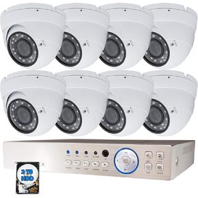 Evertech 8 Channel High-Definition Security Surveillance System with 8 pcs Indoor & Outdoor Dome Cameras 2.8-12mm Adjustable Zoom Lens 2TB HDD Memory in Saudi Arabia