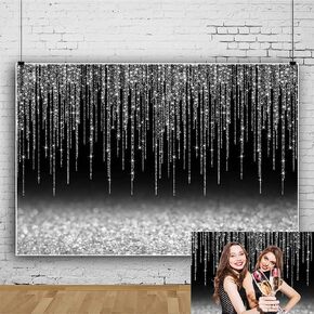 7x5ft الأسود والذهب بريق خلفية عيد ميلاد سعيد التصوير الفوتوغرافي خلفية للنساء الرجال الزفاف استحمام الطفل حفلة التخرج الديكور راية استوديو صور الدعائم