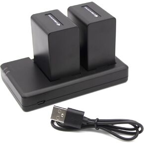 TAKOCI Rechargeable Battery Pack NP-FV100A NP-FV100 with 2 Compatible Batteries and LCD USB Dual Charger 7.3V / 2700mAh in Kuwait