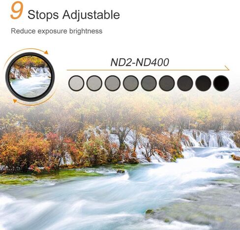 K&F Concept 40.5mm ND2-ND400(1-9 Stop) Filter, Variable ND Filter(Neutral Density), Ultra-Slim/Nano Coating, for Camera Lens in Saudi Arabia