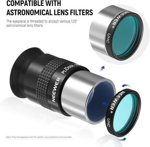 نيوير 1.2 بوصة تلسكوب عدسة عينية PL خضراء متعددة الطبقات 25 مم، 4 عناصر، زاوية واسعة 40 درجة، مترابطة لمرشحات تليسكوب الفلك القياسية 1.2 بوصة in Kuwait