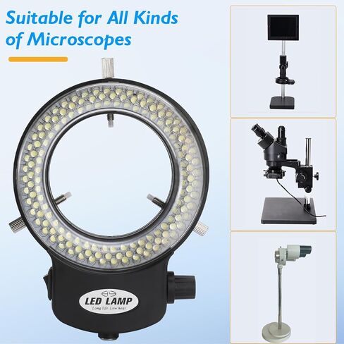 Faruijie 144 LED ضوء المجهر الدائري، قابل للتعديل المنور المجهر مصباح مصباح مصمم على شكل حلقة مصدر للمجاهر ستيريو مختبر والكاميرا in Kuwait