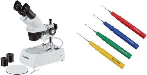 AmScope SE306R-PZ Forward Binocular Stereo Microscope (20X-40X-80X Magnification) + Bergeon 55-710 Set of 4 Oilers Plastic Watch Repair Kit in Saudi Arabia