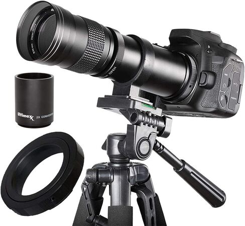 Ultimaxx 420-800mm (840-1600) HD Telephoto Zoom Lens for Canon EOS 90D, 80D 77D, 70D, 5D Mark IV, 6D Mark II, 7D Mark II DSLR Cameras & Rebel T7i, T7s, T7, T6s, T6i, T6, SL3, SL2 Digital SLR Cameras in Saudi Arabia