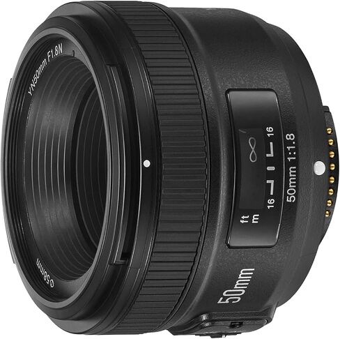 YONGNUO YN50mm F1.8، عدسة تركيز تلقائي قياسية برايم لكاميرا نيكون ذات الإطار الكامل SLR F Mount in Saudi Arabia