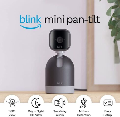 Blink Mini Pan-Tilt Camera (newest model), Rotating indoor plug-in smart security camera, two-way audio, HD video, motion detection, Works with Alexa (White) in Saudi Arabia
