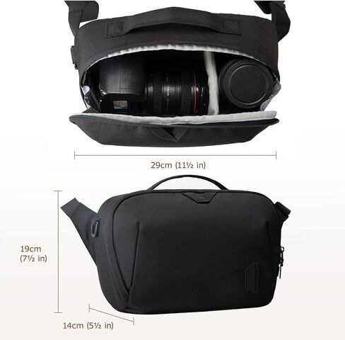 BAGSMART Canvas Camera Bag, Water-resistant Anti-Theft Women Men, Black | SLR DSLR Camera Case, Vintage Padded Camera Shoulder Bag in Saudi Arabia