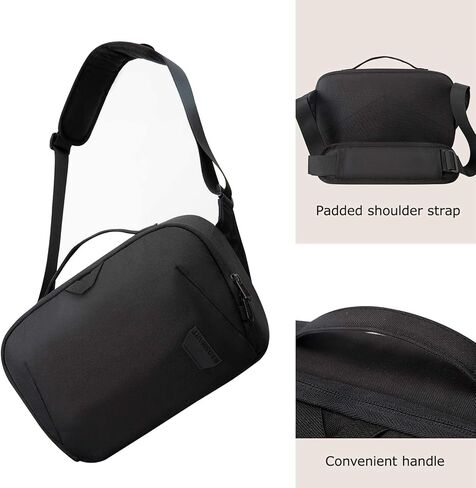 BAGSMART Canvas Camera Bag, Water-resistant Anti-Theft Women Men, Black | SLR DSLR Camera Case, Vintage Padded Camera Shoulder Bag in Saudi Arabia