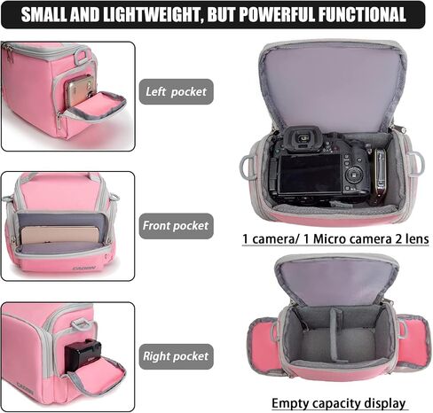 CADeN Compact Camera Shoulder Crossbody Bag Case Compatible for Nikon, Canon, Sony SLR/DSLR Mirrorless Cameras and Lenses Waterproof(1.0 S, Black) in Kuwait