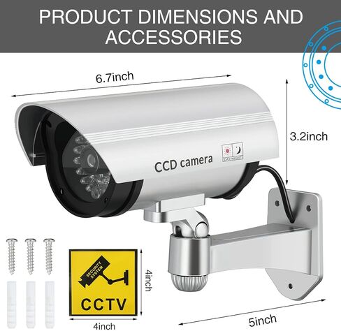 8 Pcs Fake Camera Dummy Security Camera Realistic Dummy Camera Plastic Fake Video Camera CCTV Surveillance System with Motion LED Light for Home Outdoor Indoor Use, No Battery Included (Silver) in Saudi Arabia