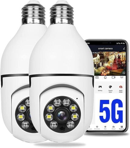 360° Security Cameras Wireless Outdoor, 2.4GHz & 5GHz WiFi Light Bulb1080p Security Camera Wireless Light Socket Smart Cameras for Home Security, Motion Detection, Two-Way Audio (1PC) in Kuwait