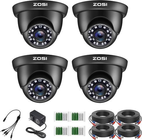ZOSI 2.0MP FHD 1080p Dome Camera Housing Outdoor Indoor (Hybrid 4-in-1 CVI/TVI/AHD/960H Analog CVBS),24PCS LEDs,80ft IR Night Vision,CCTV Security Camera with 105° Wide Angle in Saudi Arabia