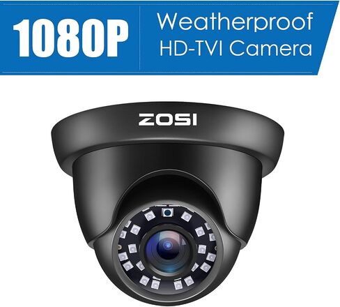 ZOSI 2.0MP FHD 1080p Dome Camera Housing Outdoor Indoor (Hybrid 4-in-1 CVI/TVI/AHD/960H Analog CVBS),24PCS LEDs,80ft IR Night Vision,CCTV Security Camera with 105° Wide Angle in Saudi Arabia
