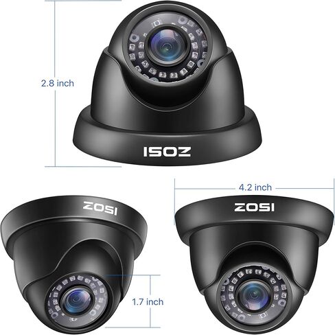 ZOSI 2.0MP FHD 1080p Dome Camera Housing Outdoor Indoor (Hybrid 4-in-1 CVI/TVI/AHD/960H Analog CVBS),24PCS LEDs,80ft IR Night Vision,CCTV Security Camera with 105° Wide Angle in Saudi Arabia